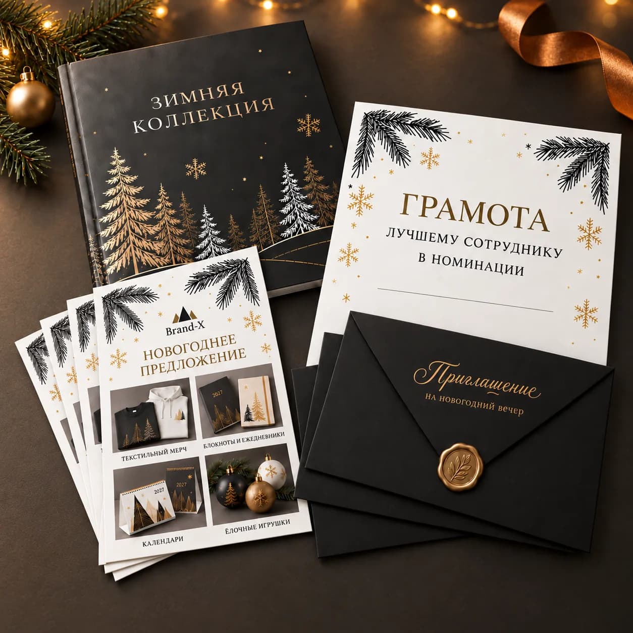 Новогодние каталоги и листовки с фирменной символикой
