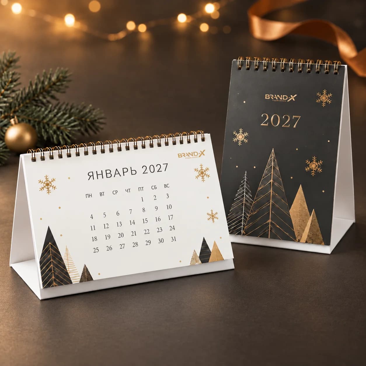 Корпоративные календари на 2027 год, один открыт на январе